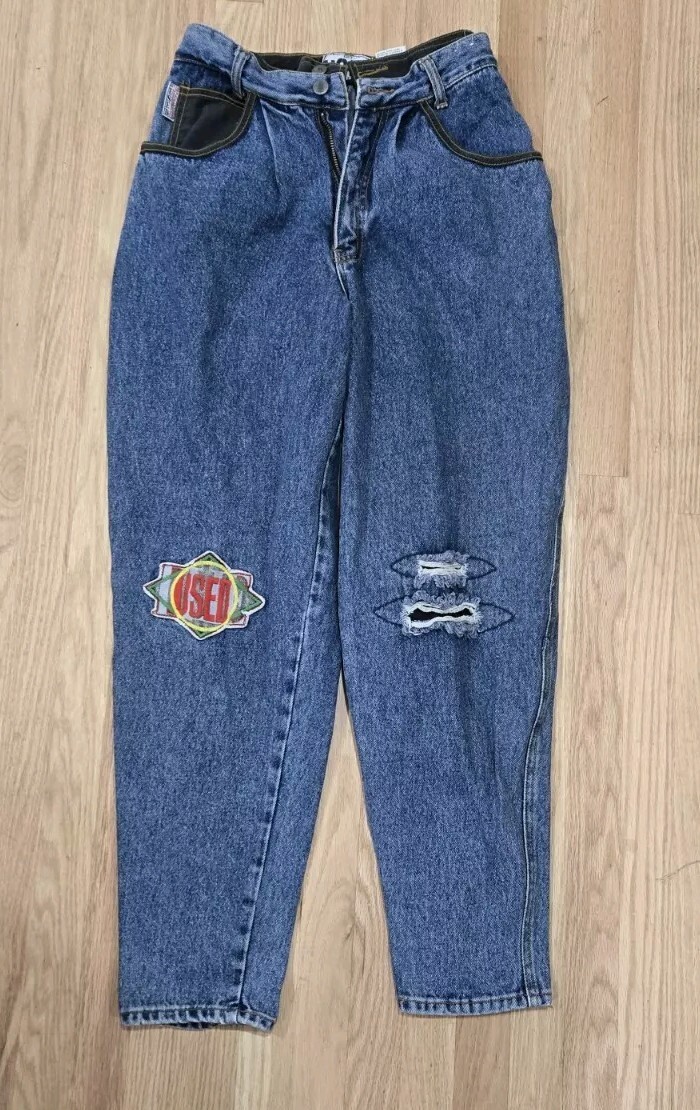 Vintage 90s High Waisted Jeans Get Used by Elie SZ 29 Hip Hop Rap Patchwork