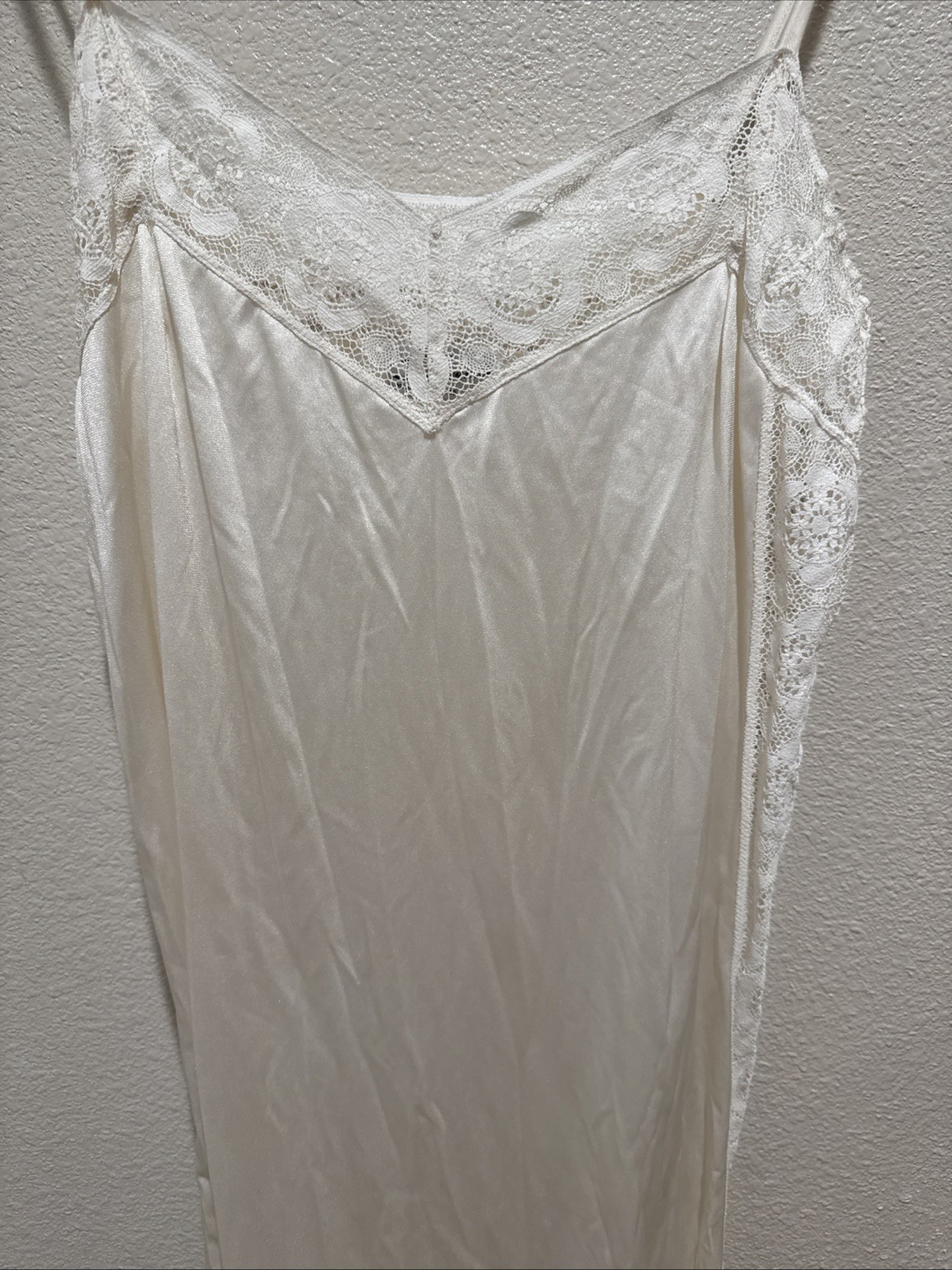Vintage Gemma of France Ivory Lace Lingerie Dress Nightgown Peignoir Size 44 Lg