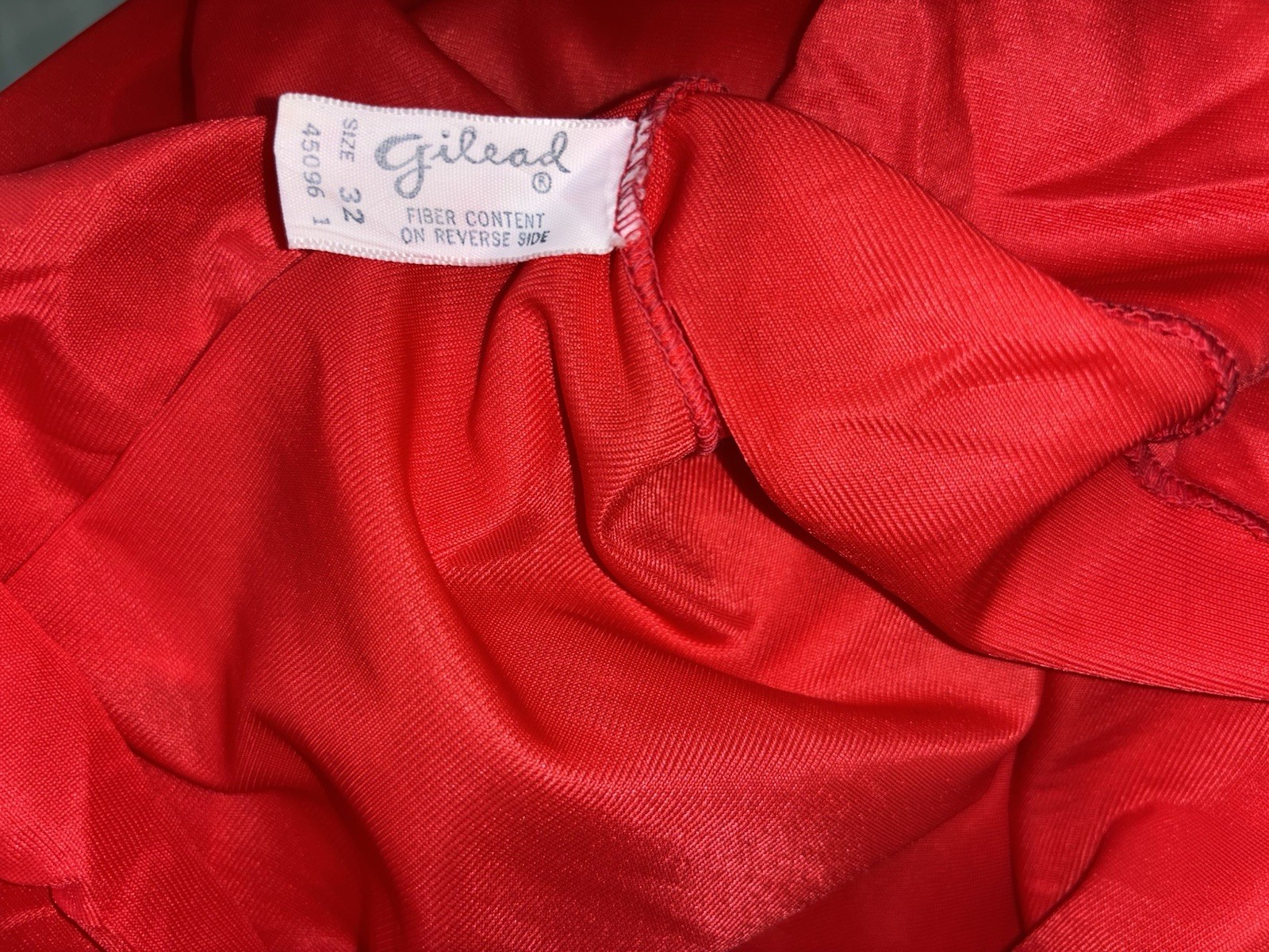 VTG 70s GILEAD Size 32 Sleeveless Cowl Neck Empire Waist Nylon Nightgown Red