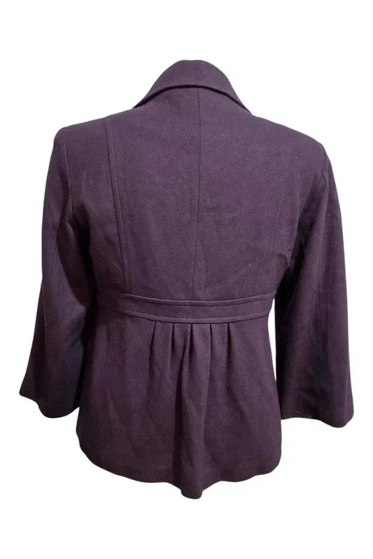 Vintage Wool Blend Short Coat Purple Plum Bow Ribbon Retro Cottagecore Jackie O