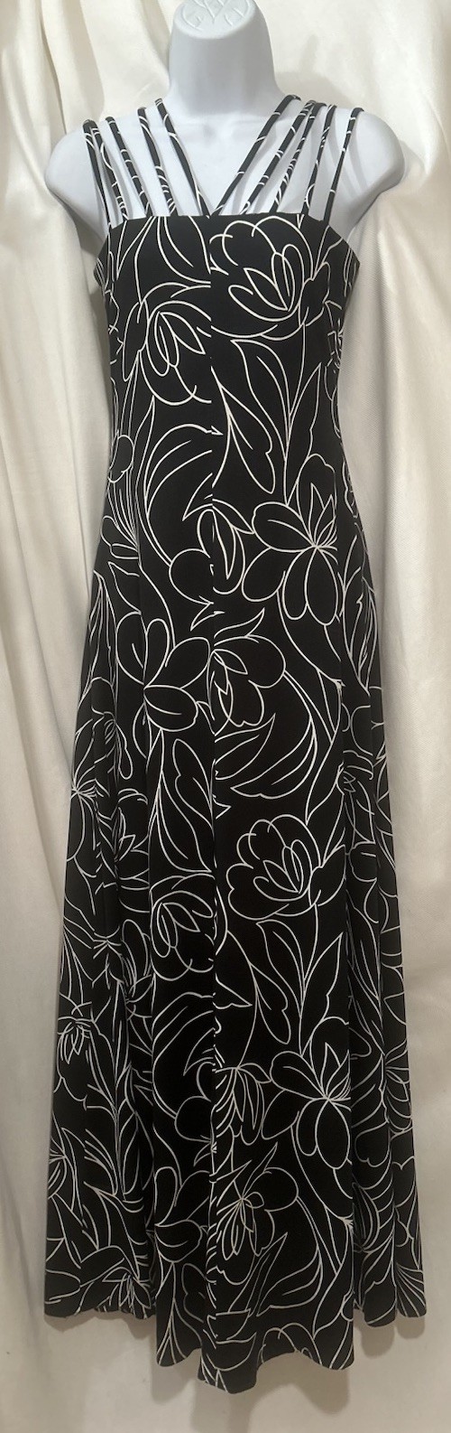 Vtg 60s 70s Hawaiian Disco Beach Floral Halter Strappy Hostess Maxi Dress XS/S