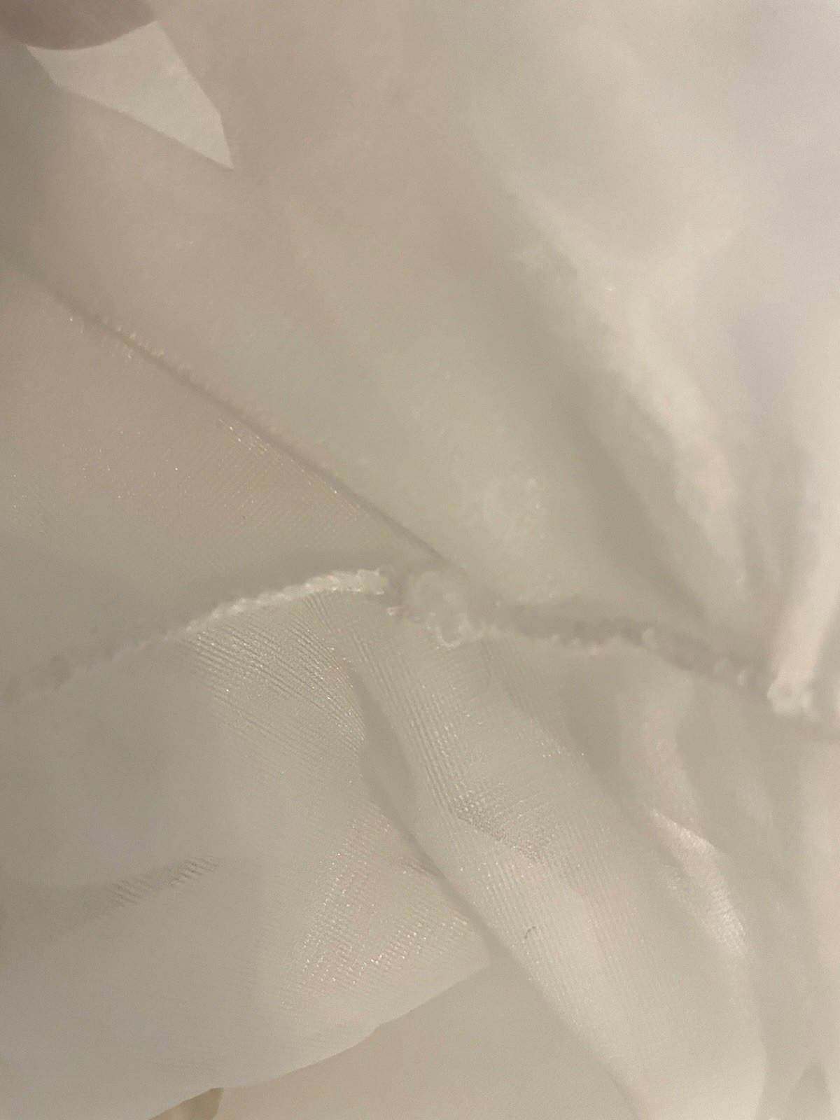 VTG Val Mode Chiffon White Robe Small Bridal Lace Ruffles Pouf Sleeve Empire