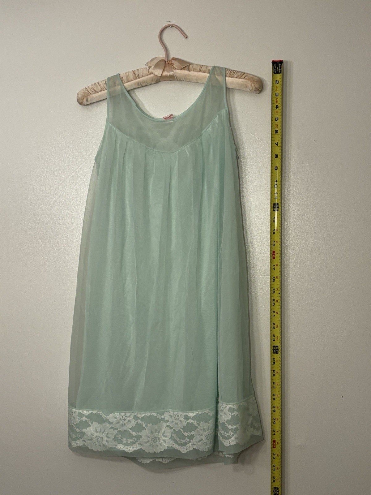 VTG 1960s Sears Roebuck Mint Green Layered Babydoll Nylon Chiffon Nightie Small
