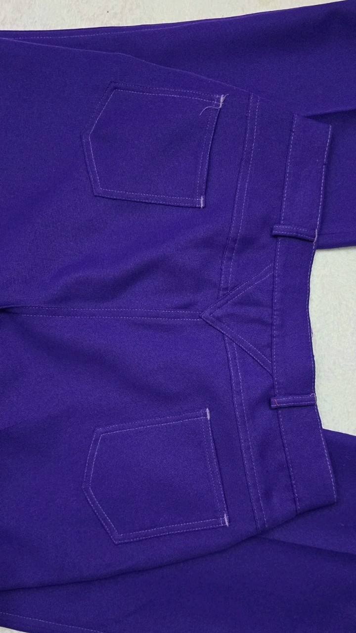 Vintage 1970s Miss Holly 100% Polyester 5 Pocket Pants, Purple, 32 Waist