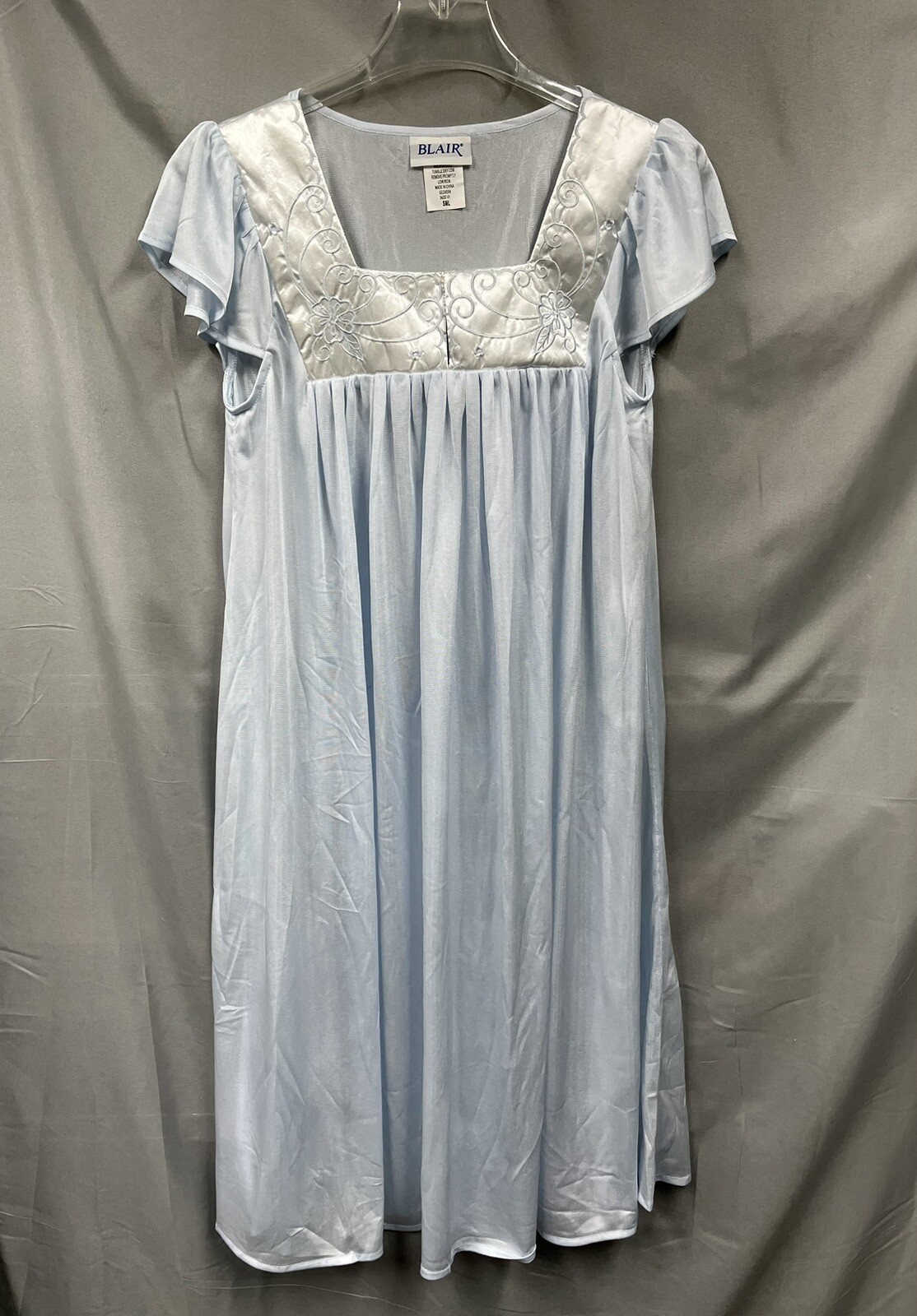 Vintage Blair Nightgown Light Blue Short Flutter Sleeve One Size