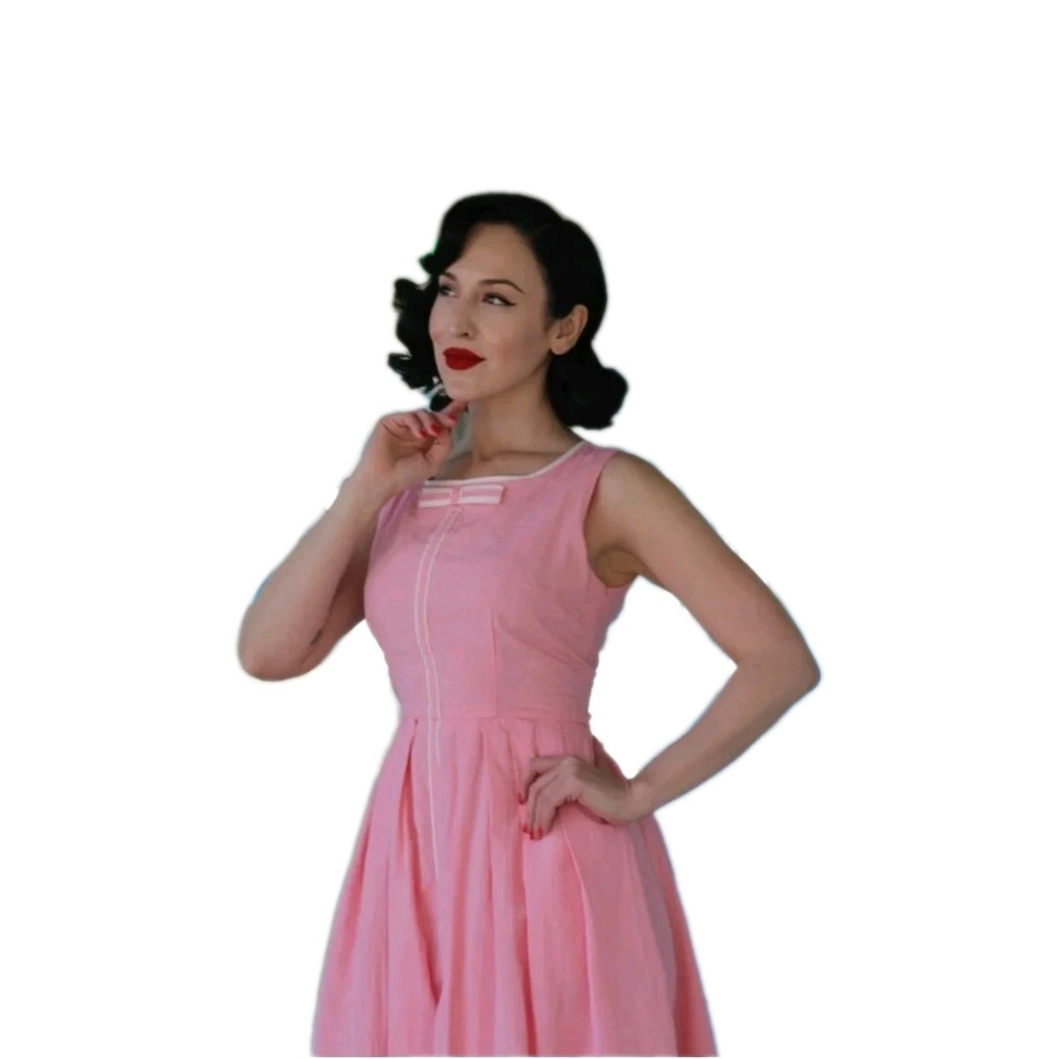 Light Pink Pinup Dress Bodice Fit & Flare Taylor & Twirl Spring Summer Size M