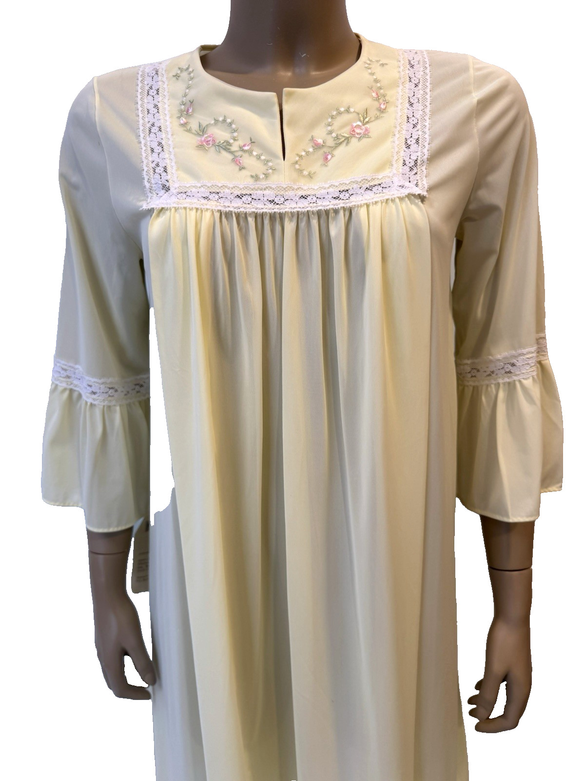 Vtg SHADOWLINE Nursing Nightgown Embroidery New Mom Hospital NOS w/Tags S/M 80&rsquo;s