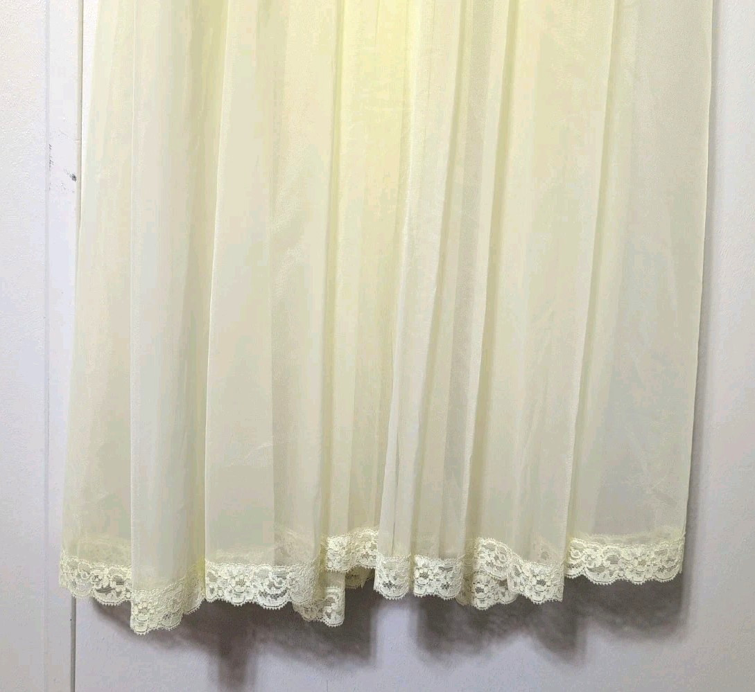 Vtg Shadowline Yellow Nylon Lace Chiffon Peignoir Robe Sheer Sz Large