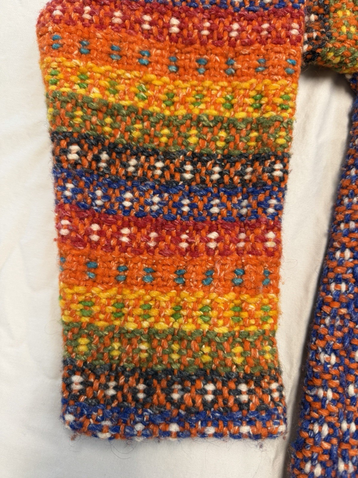 Ecuador Hand Knitted Full Zip Sweater Cardigan Handmade Rainbow Women’s SM / MED