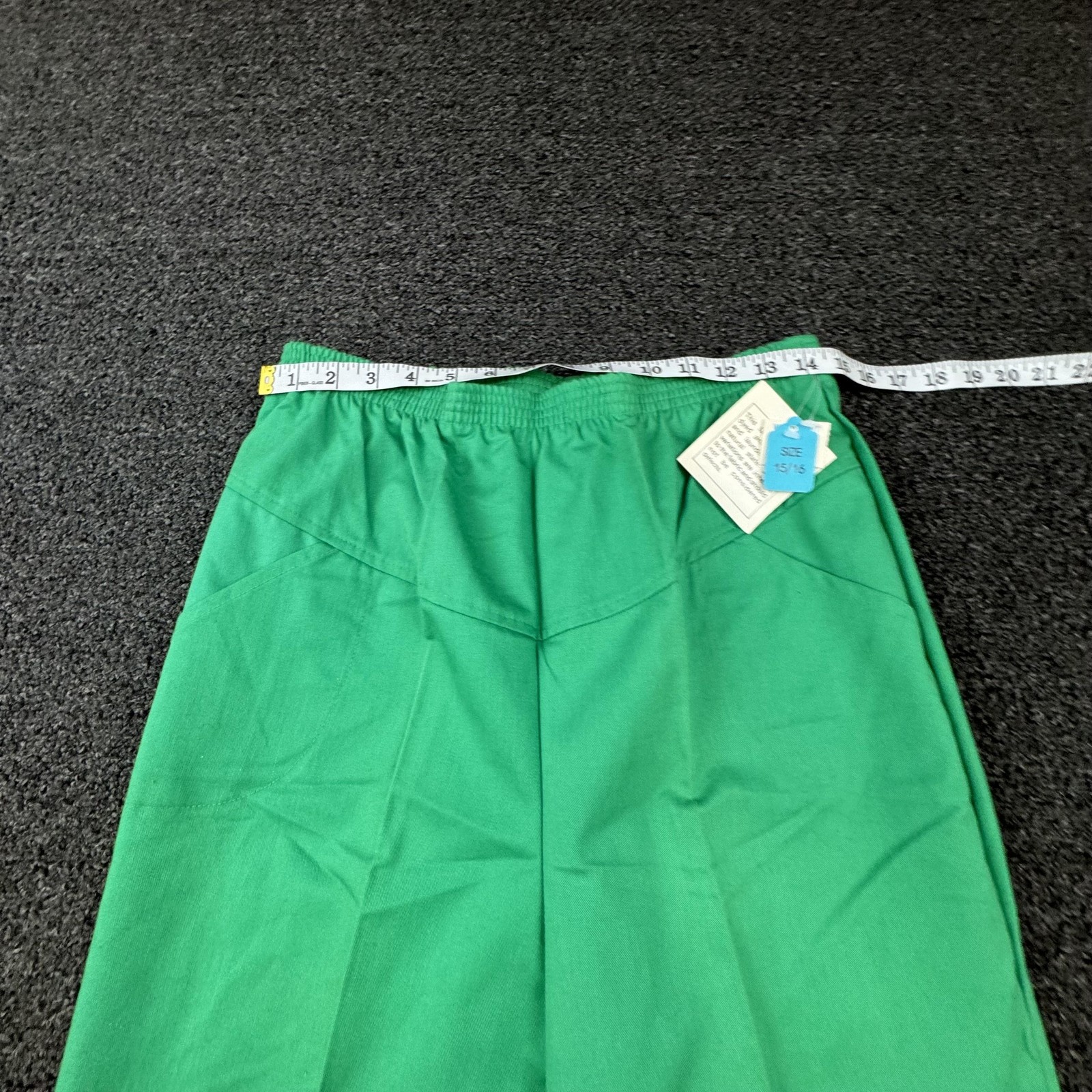 Vtg Club Newport Dress Pants Women 14-16 Green Flat Front Crease Solid Elastic