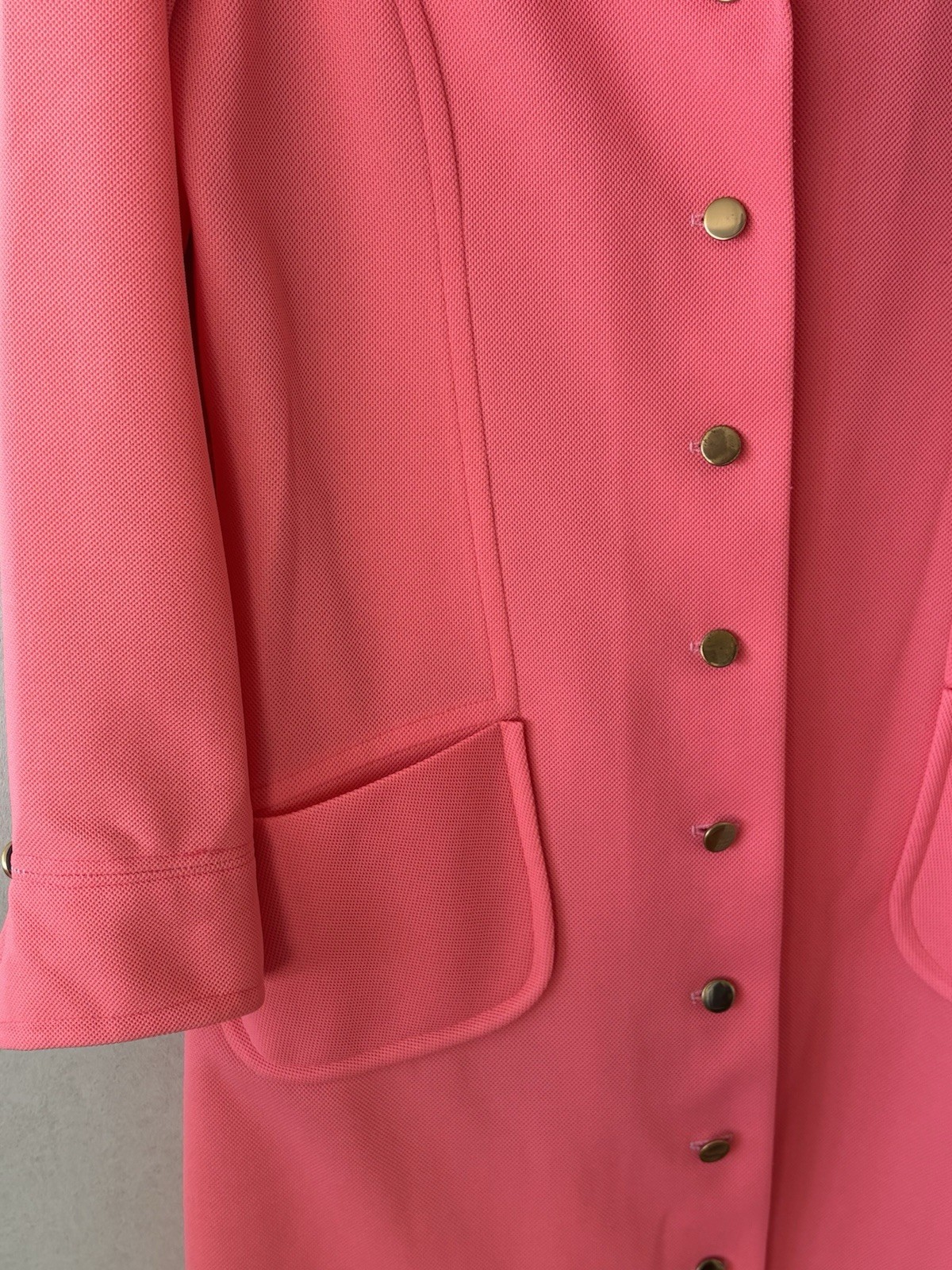 1960S Vintage Salmon Pink Peach Dress Full Button front David Crystal Fashion