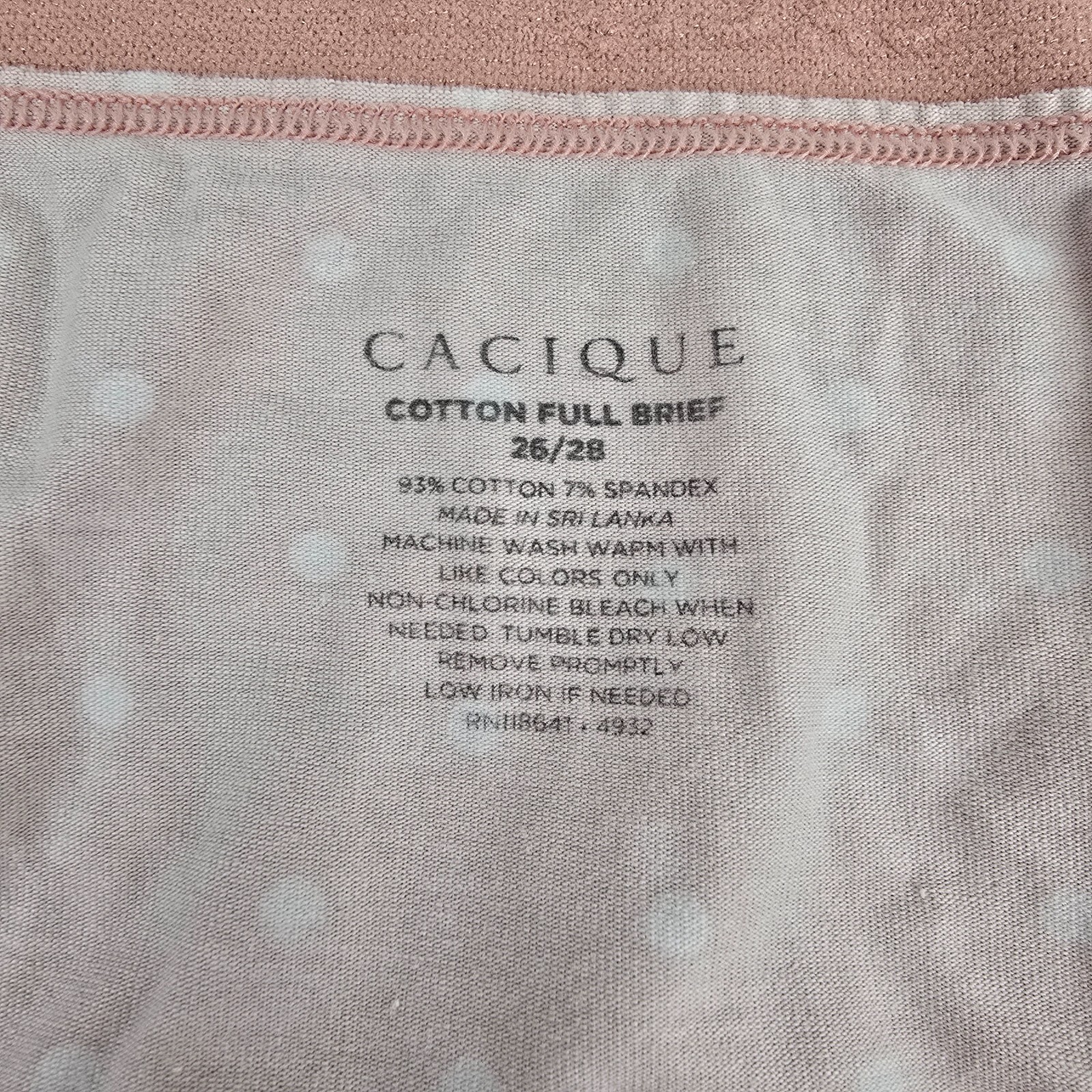 Cacique Soft Cotton Full Brief Panties Pink White Polka Dot Stripe 26 / 28 Women