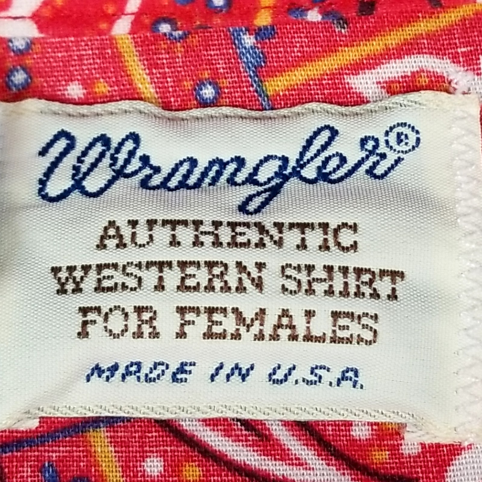 VTG Wrangler Red Patchwork Paisley Pear Snap Long Sleeve Western Shirt Womens 36