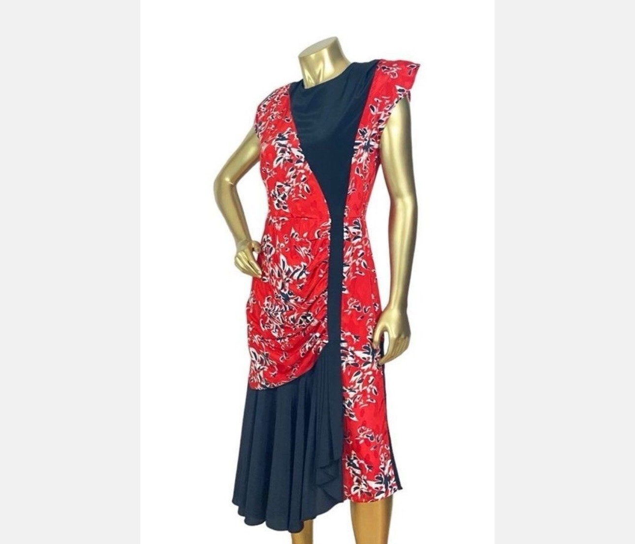 STUNNINGLY BOLD & UNIQUE A LA CARTE VINTAGE DRESS SZ 11 12 RED WHITE & BLUE