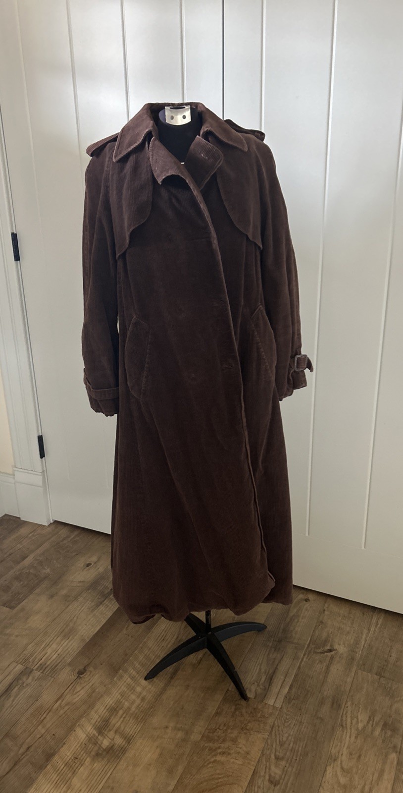 Vintage 1960’s Brown Corduroy Duster Trench Coat Project Purchased In Germany