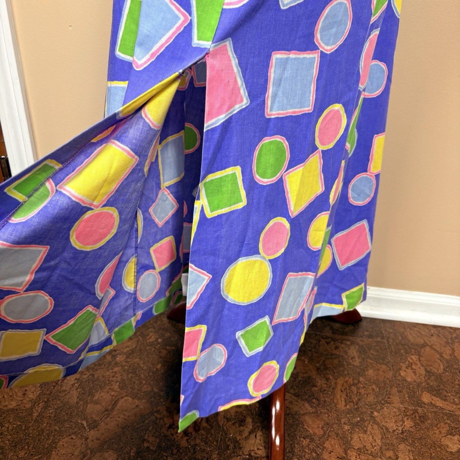 Vintage David Brown California Geometric Maxi Dress Art Teach 80s 90s Size L