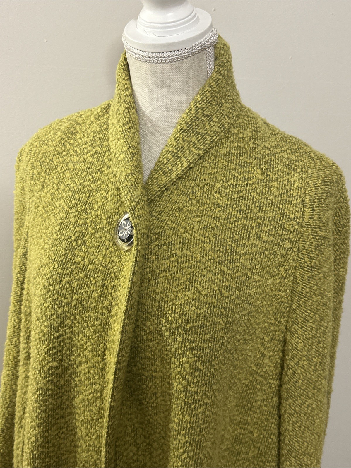 Vtg Jordan Marsh Boston Long Chartreuse Coat