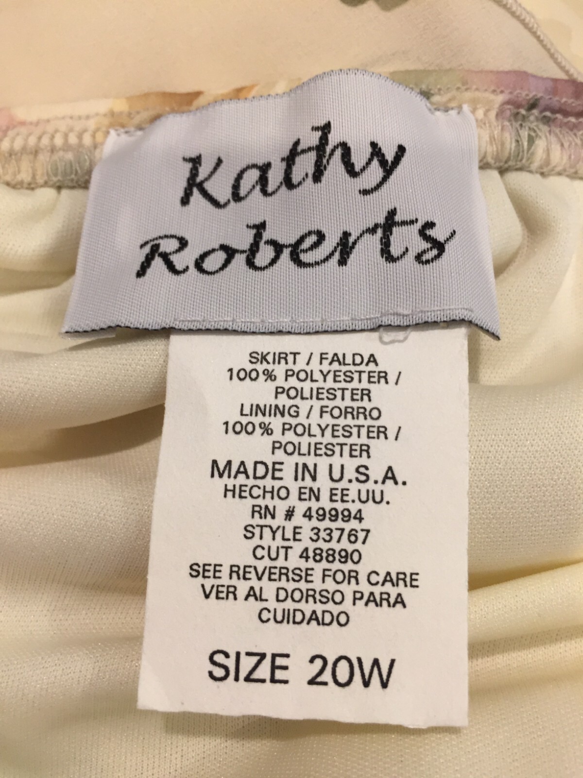 Kathy Roberts 2-pc Skirt & Top Set, Size 20W, lined, USA made, vintage