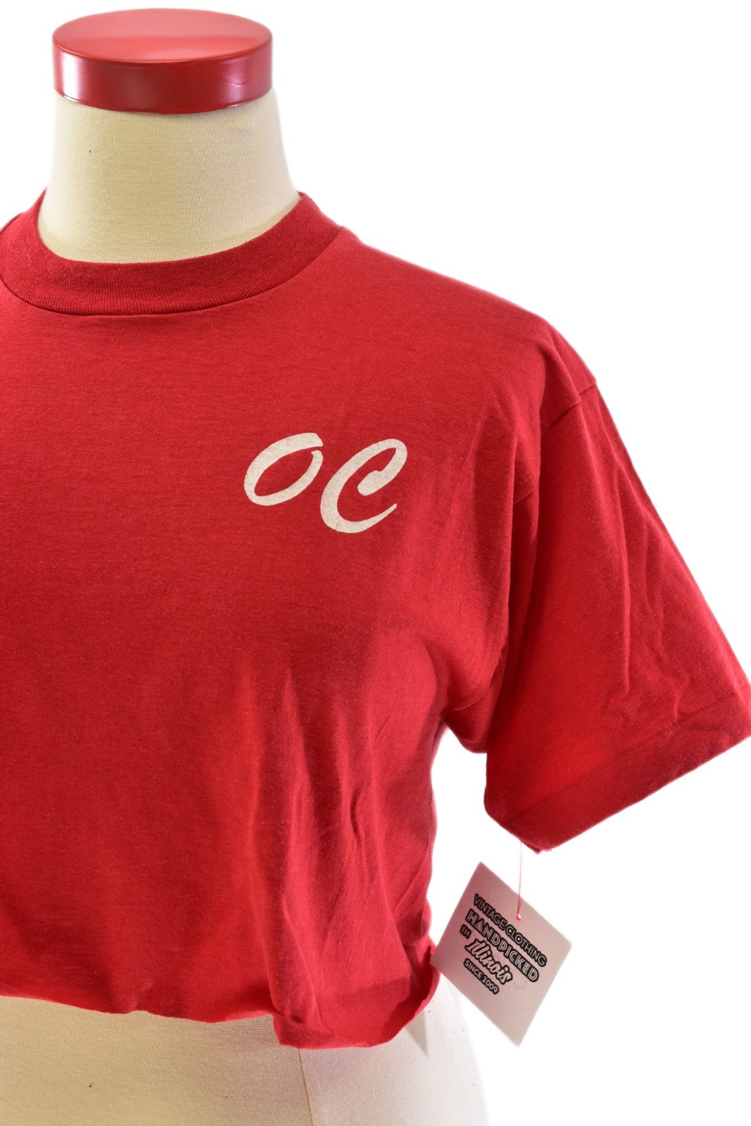 90s Red Double Sided Graphic Print Cropped Tee Shirt Womens XL Screen Stars Best