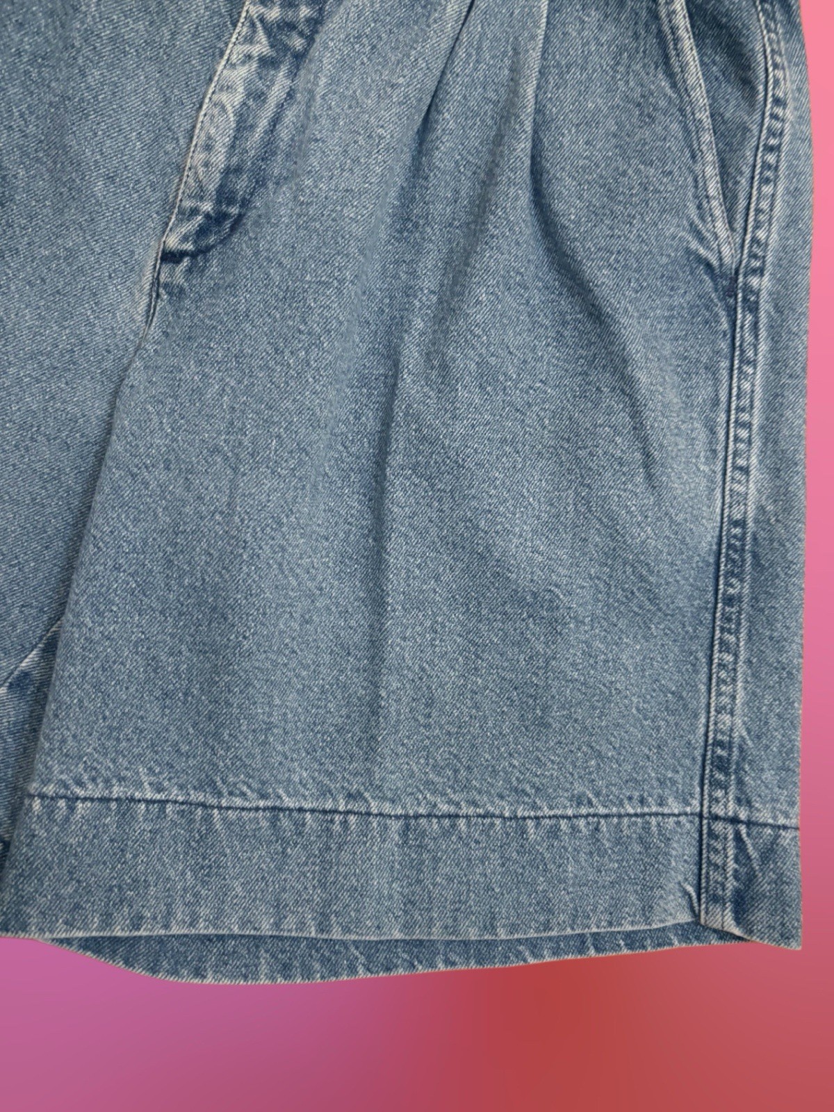Vintage 80s Dockers Women’s High Waist Blue Denim Mom Jean Shorts Petite Size 12