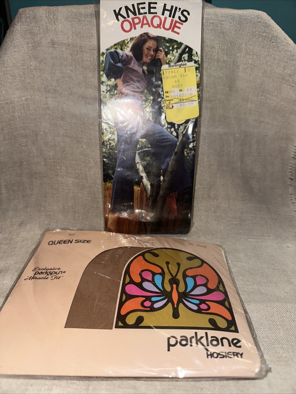 VTG Queen Parklane Hosiery Pantyhose Nude & Rexham Knee Hi’s Opaque White