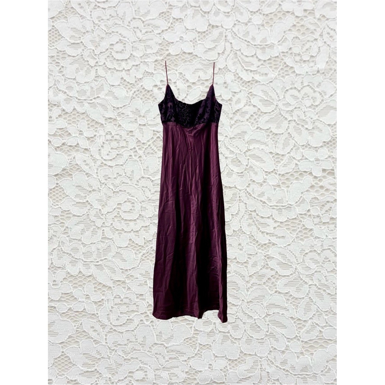 vintage y2k fairy whimsygoth deep purple velvet and satin babydoll evening dress