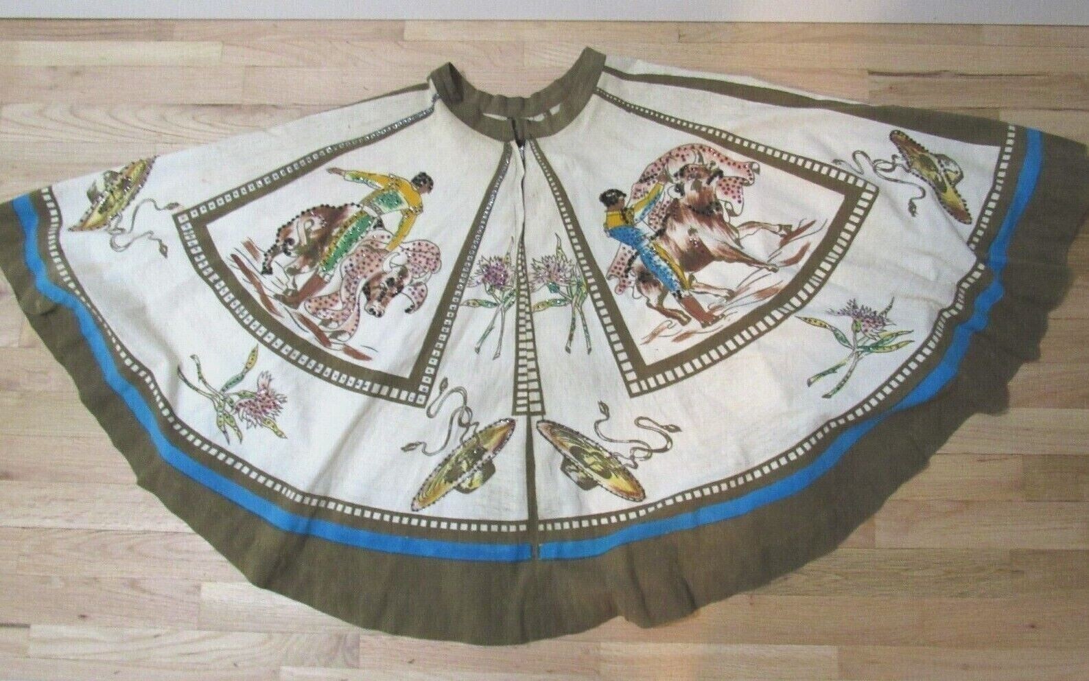 Vintage Londy of Mexico 50&rsquo;s MEXICAN Novelty Matador Print Circle Skirt size 12