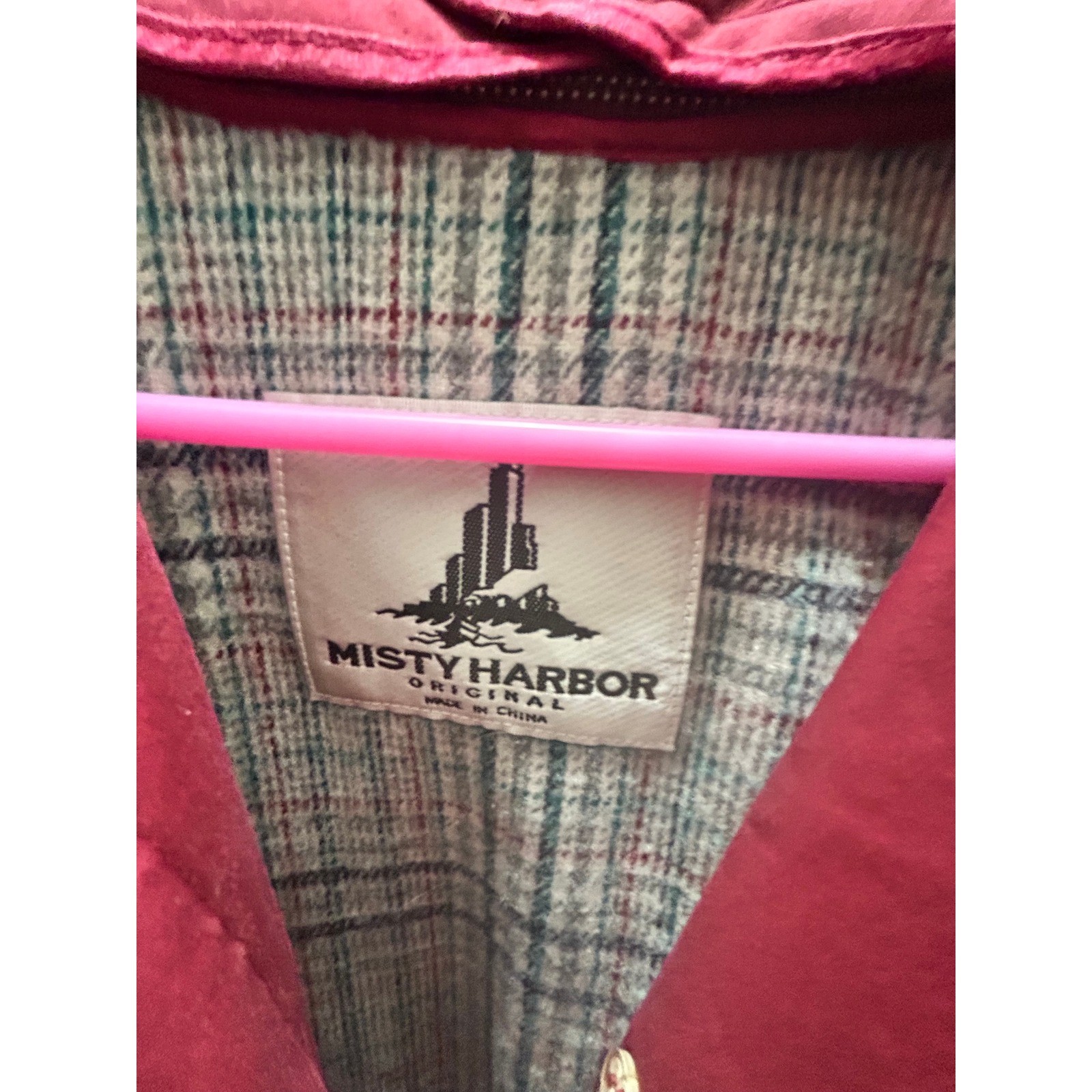 Vintage Misty Harbor Red Plaid Lined Raincoat Trench Coat Petite 10 Retro