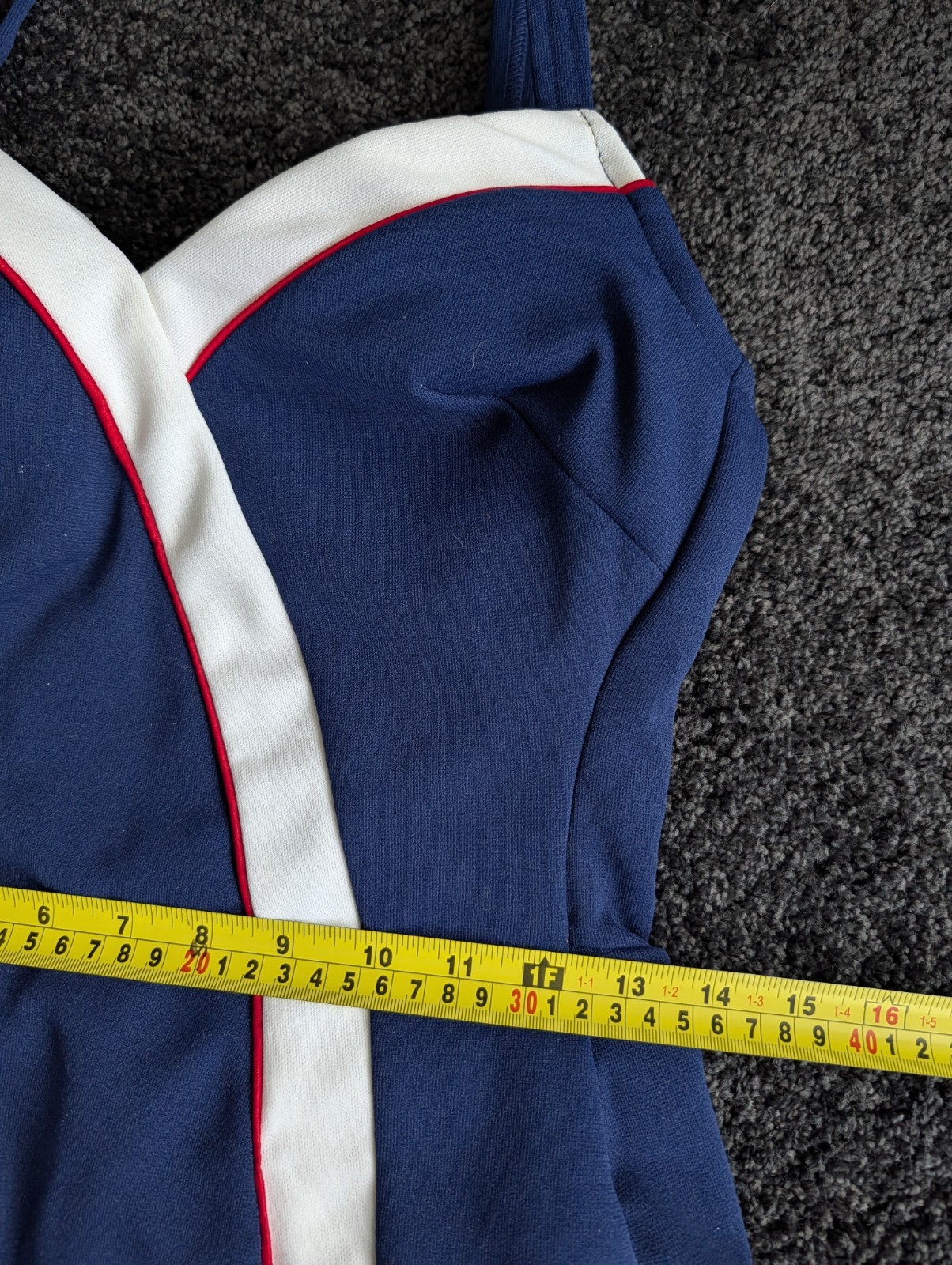 Vintage 1970s Robby Len Fashions One Piece Swimsuit Skirted Structured Top Sz S
