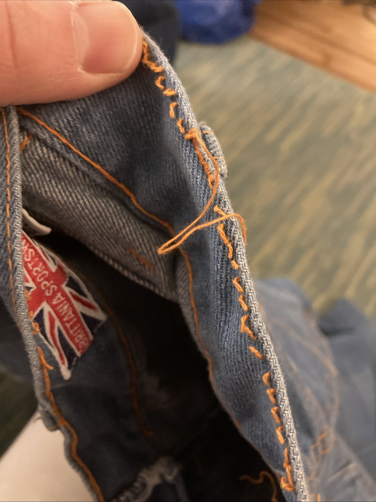Vintage 70s style Patchwork Brittania Flare Bell Bottom Cotton Denim Jeans
