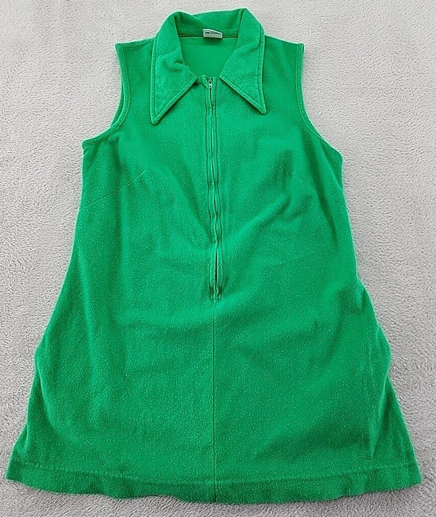 Vintage Sea Lure California Swim Cover Up Women&rsquo;s Sleeveless Terry Collar Green