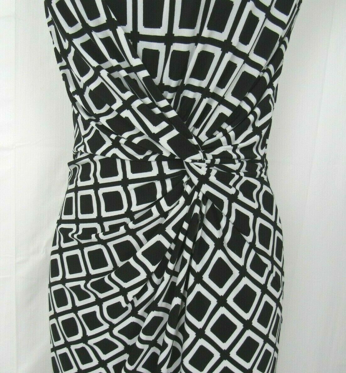 VTG 1990s 2000s RALPH LAUREN SIZE 6 MOD GEOMETRIC GATHERED STRETCH DRESS