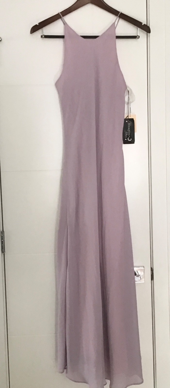 Vintage NWT 90s Minimal Lilac Evening Gown Maxi Singapore Made Lined Dress SZ 10