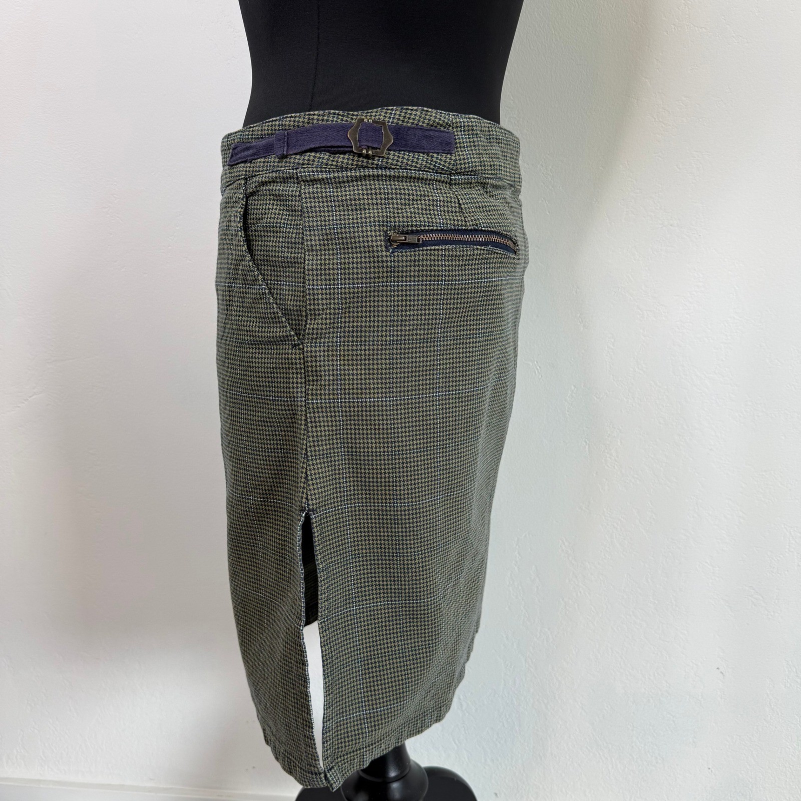 Volcom Gals Green Houndstooth Plaid Mini Skirt Size 11 Cotton Skater Y2K Grunge