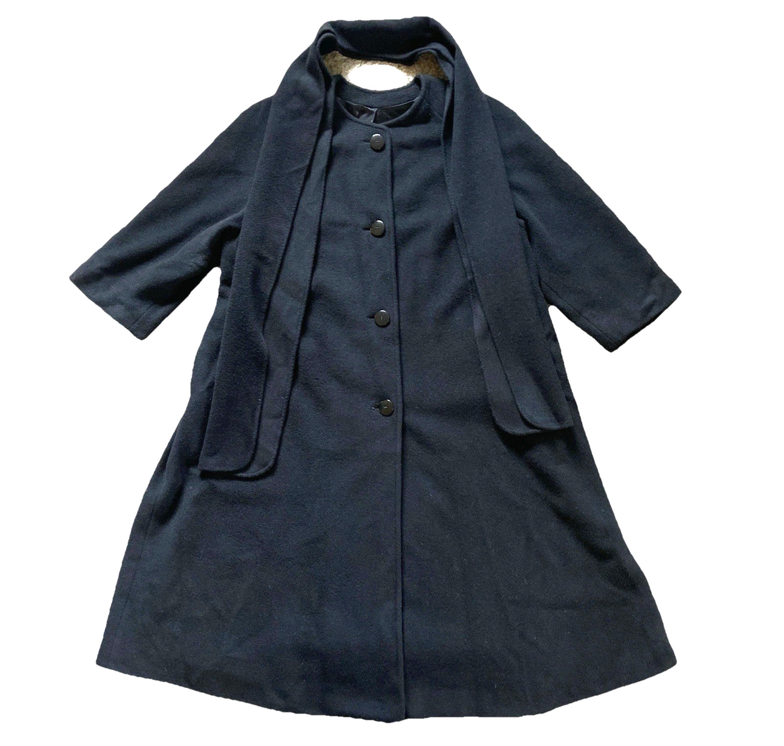 Vintage 50s 60s Regency Cashmere Swing Coat W Scarf Black VTG 1950&rsquo;s 1960&rsquo;s