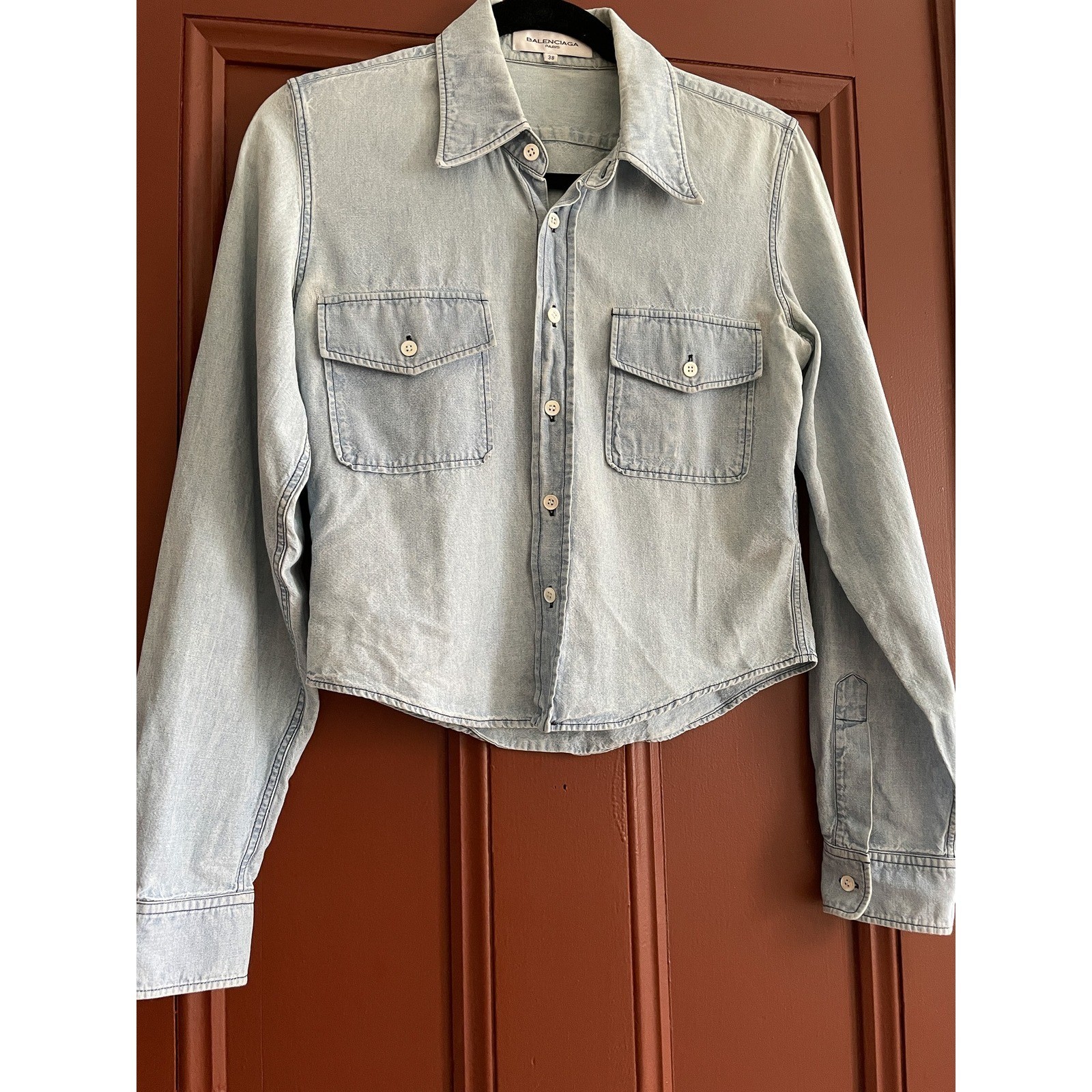 Balenciaga Fall 2002 Nicolas Ghesquiere Archive Denim Shirt Light Wash 38