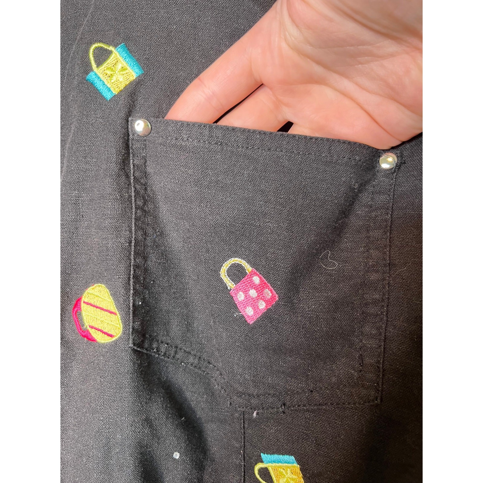 2000s Quacker Factory Linen Purse Shopping Fashionista Prep Full Zip Shirt XL