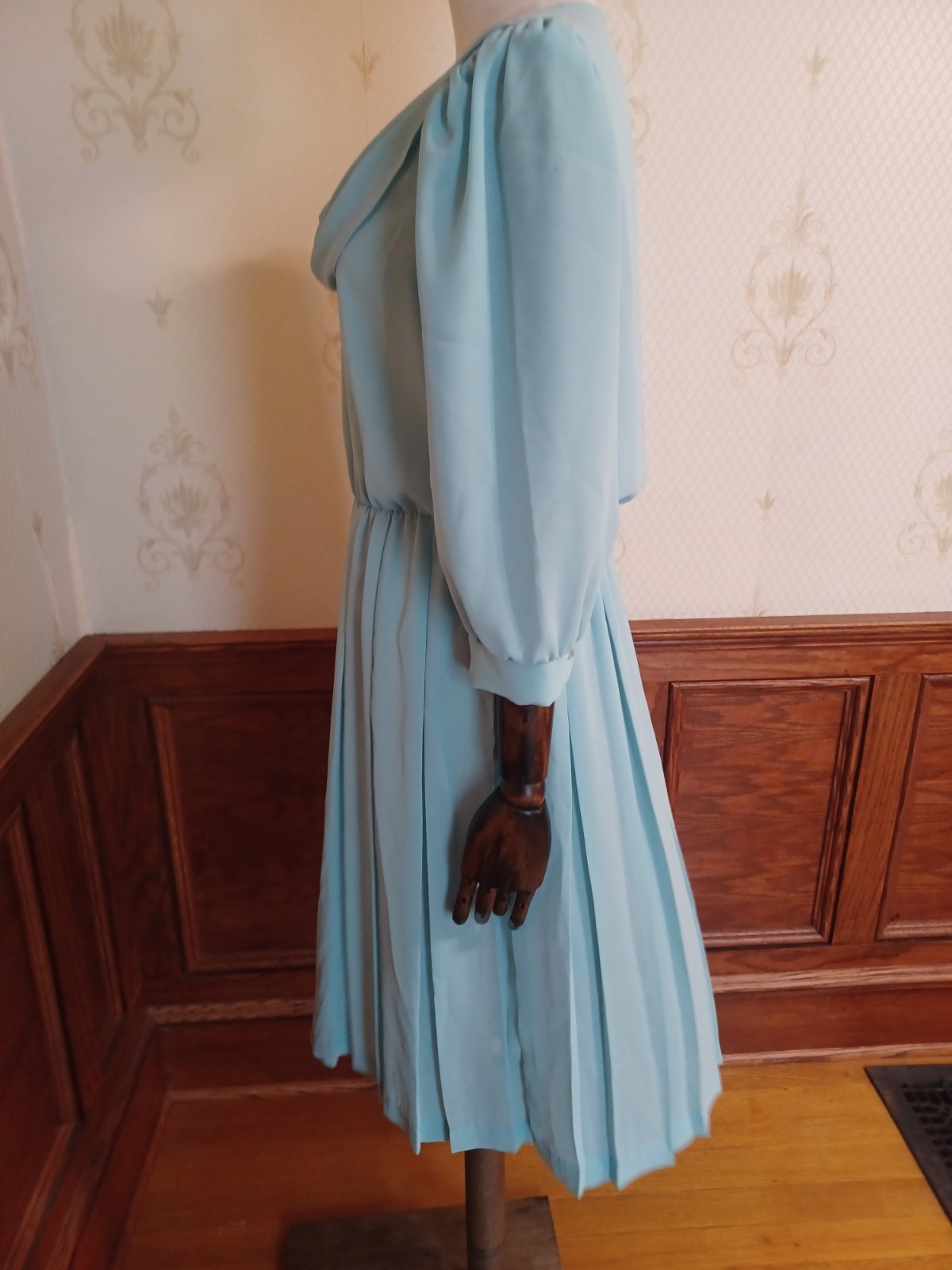 Vintage 1980s Sheer Pastel Aqua Bobby&rsquo;s Girl Romantic Coquette Dress