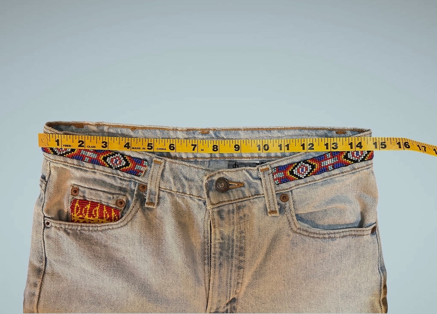 Vintage 1990’s Buzz 18 Beaded Levi’s 505 Jeans Women’s Embellished Upcycled 6 S