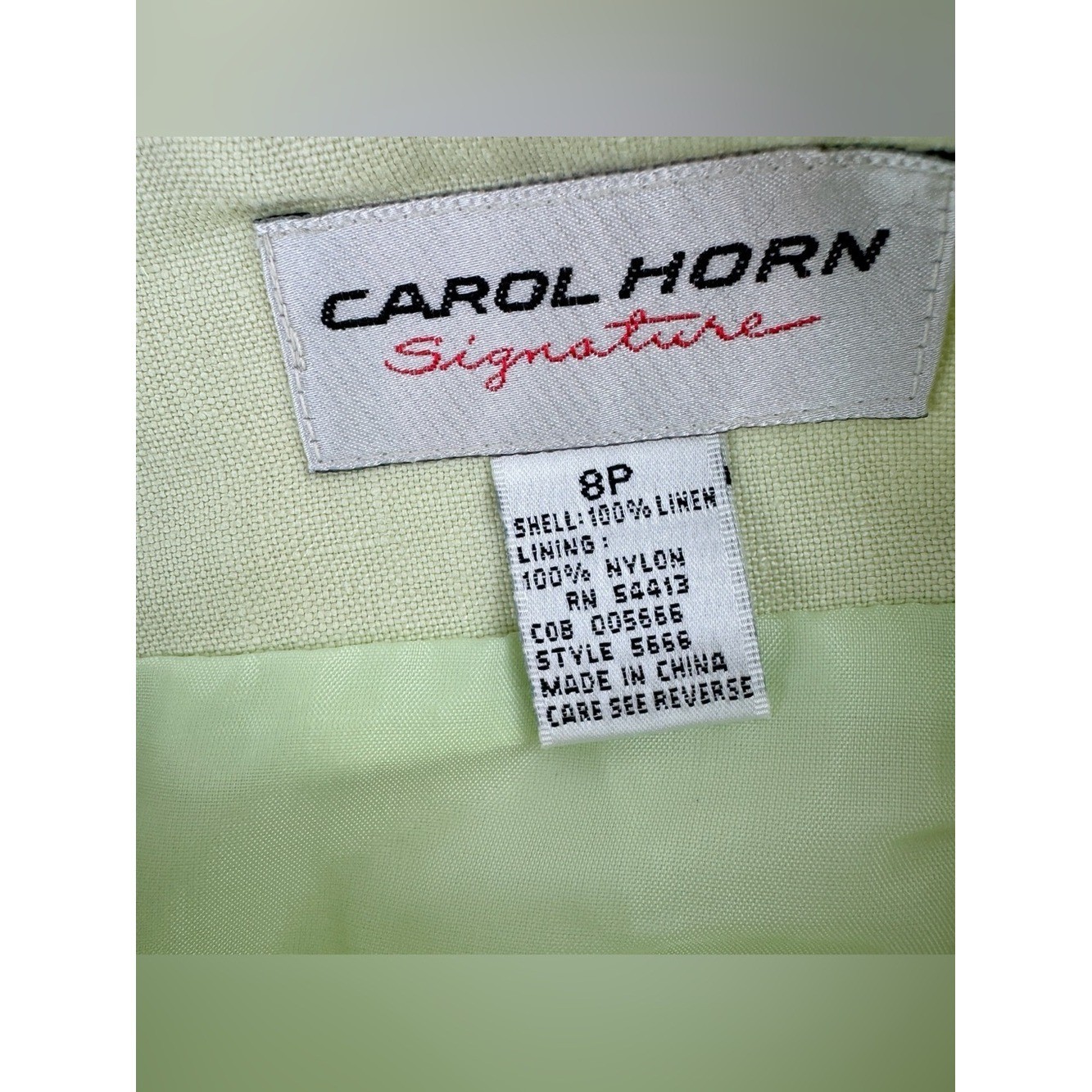 VTG Carol Horn women&rsquo;s petite 8P 100% linen mini skirt pastel green mint