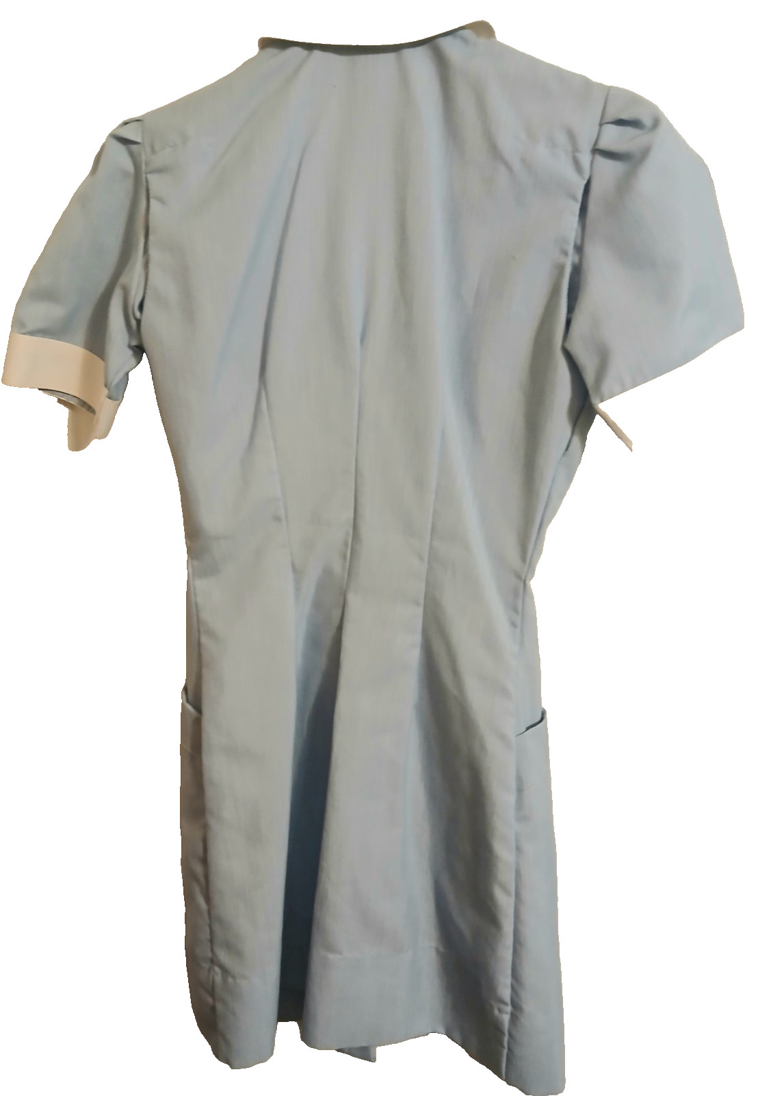 Vintage 1950&rsquo;s-1960 Nurse Uniform Dres Blue & White stripe 24&Prime; waist 34&Prime; Length