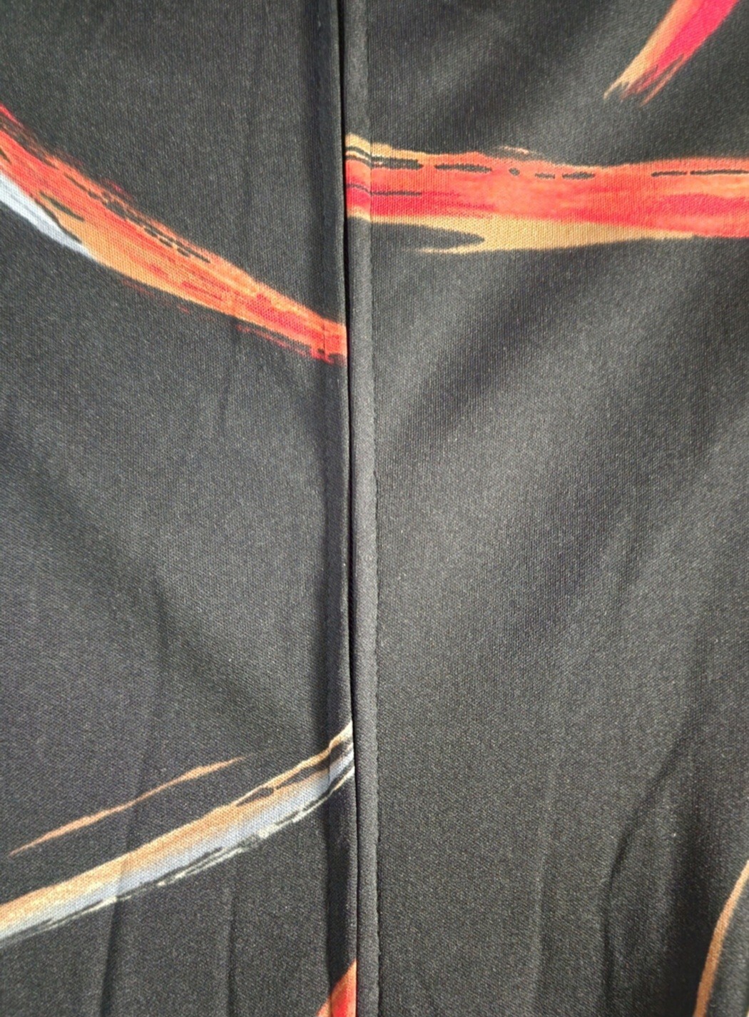 70&rsquo;s Long Dress, Abstract Pattern, Cowl Neck, Black, Red, ILGWU, 38&Prime; Bust