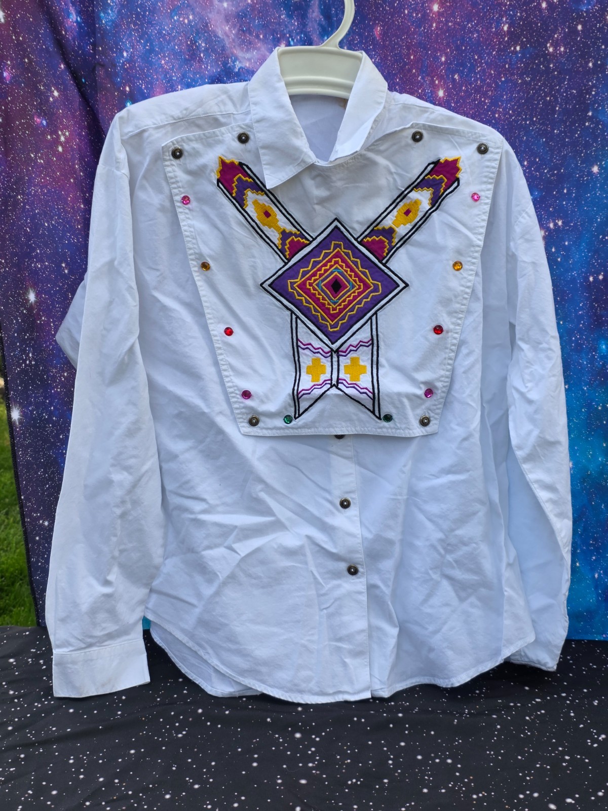 VINTAGE 1993 WESTERN SOUTHWEST CANYON SHIRT SIZE MEDIUM JEWELS WOMEN&rsquo;S BLOUSE