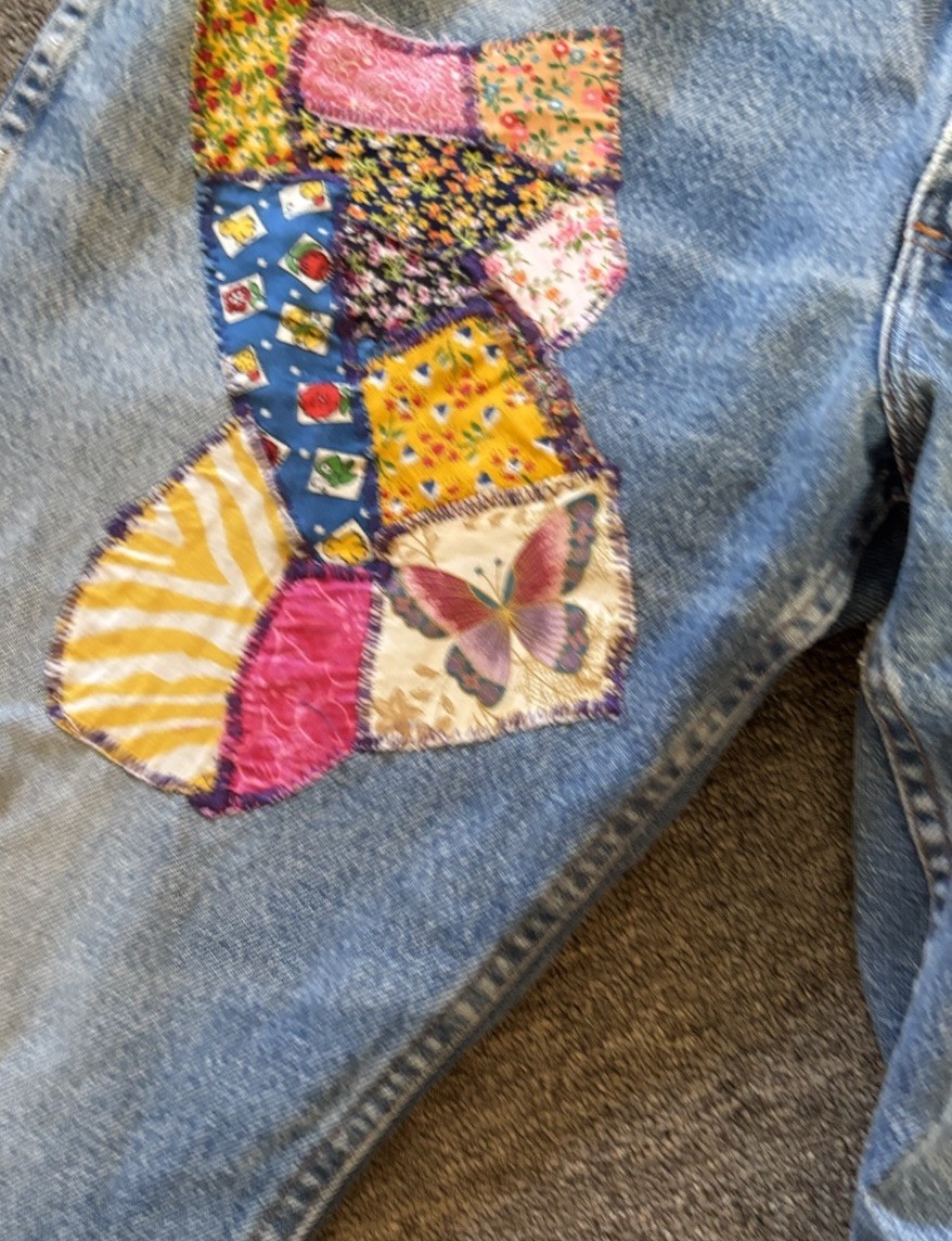 Vintage Sears Roebucks Patchwork Jeans No Size Tag Waist 28