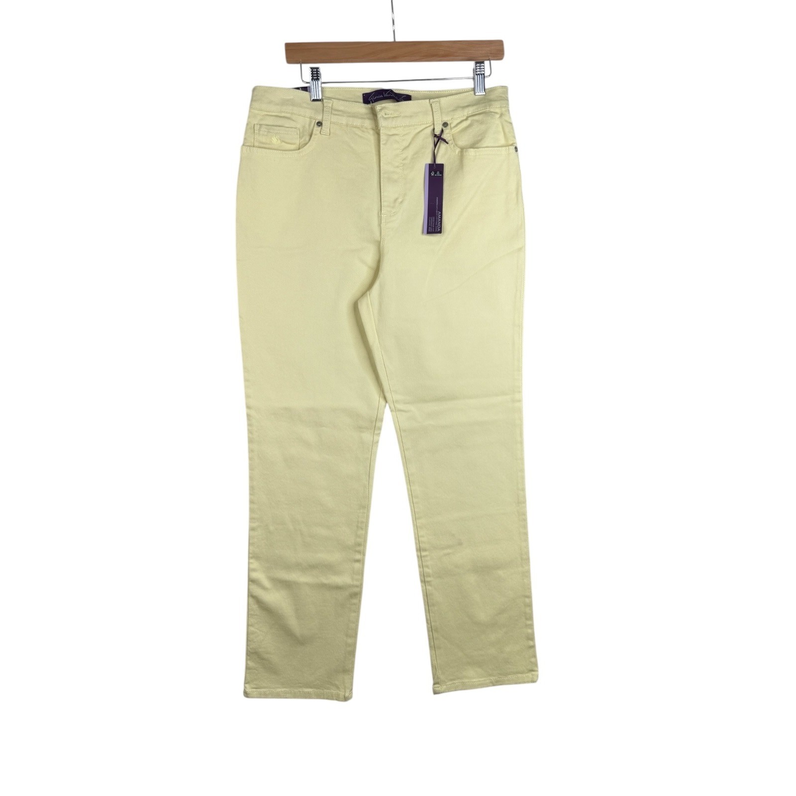 New Gloria Vanderbilt Amanda Jeans size 12 Petite Light Yellow