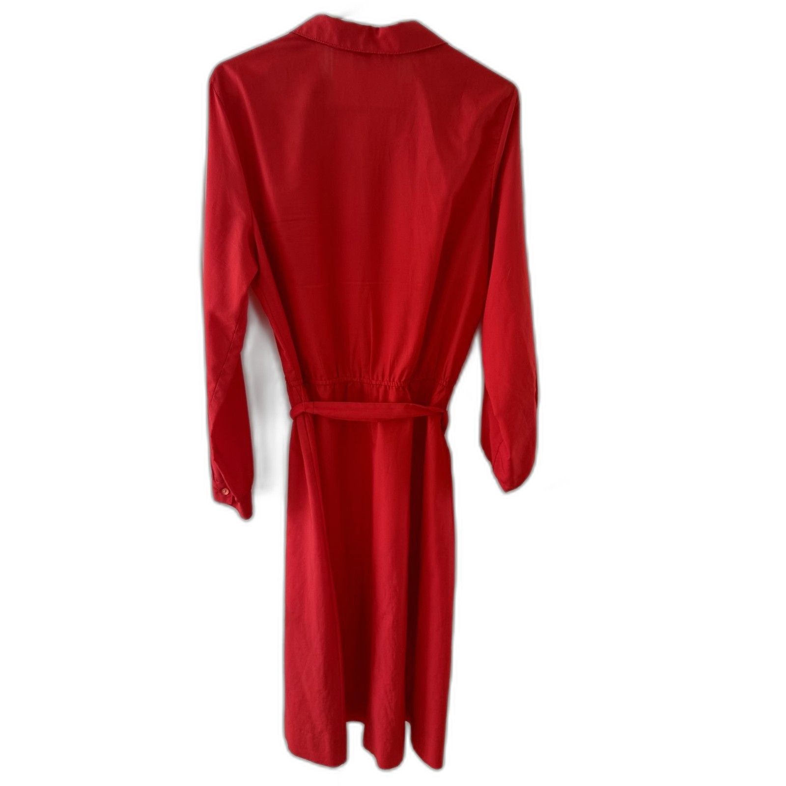 Red Long Sleeve Button Front Shirt Dress Size 18 w/ Belt