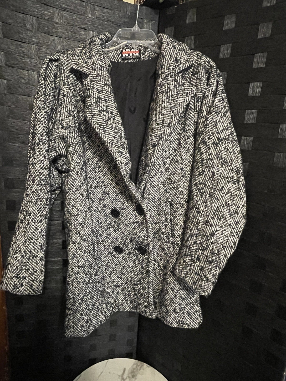 Vintage 90&rsquo;s Women&rsquo;s Trim Tweed New York Girl Winter Long Coat sz 8