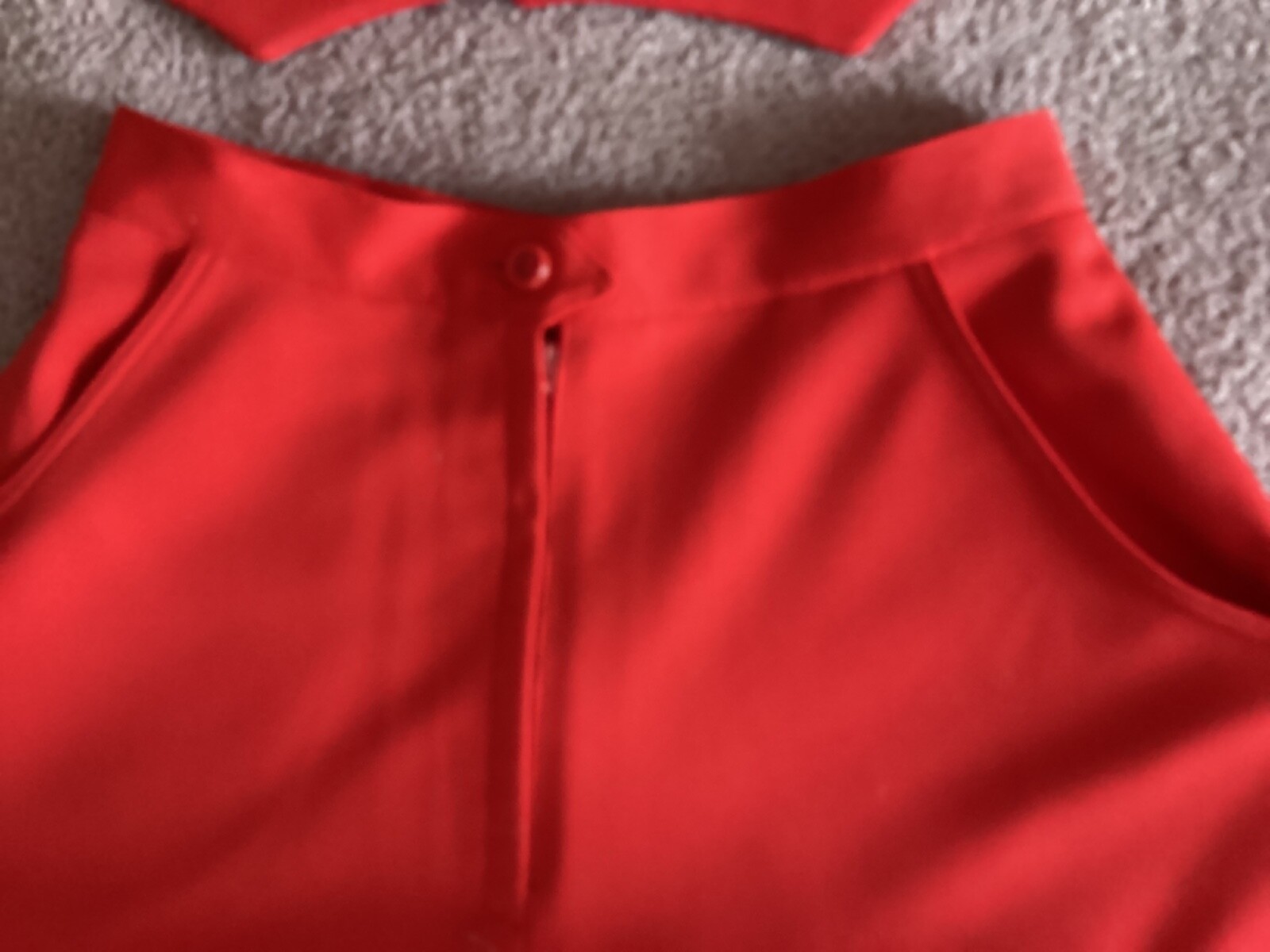 Vtg 70s Double Knit Polyester Vest & Skirt Set Red Handmade