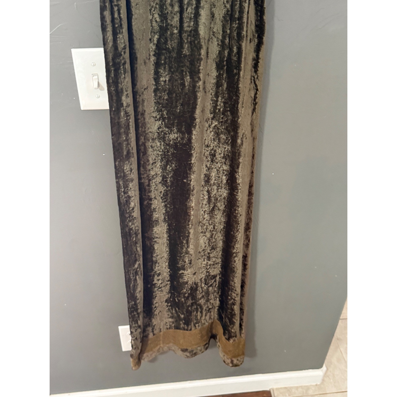 Renaissance Magnus Vintage 90s Crushed Velvet Maxi Dress Brown Gold Goblin L