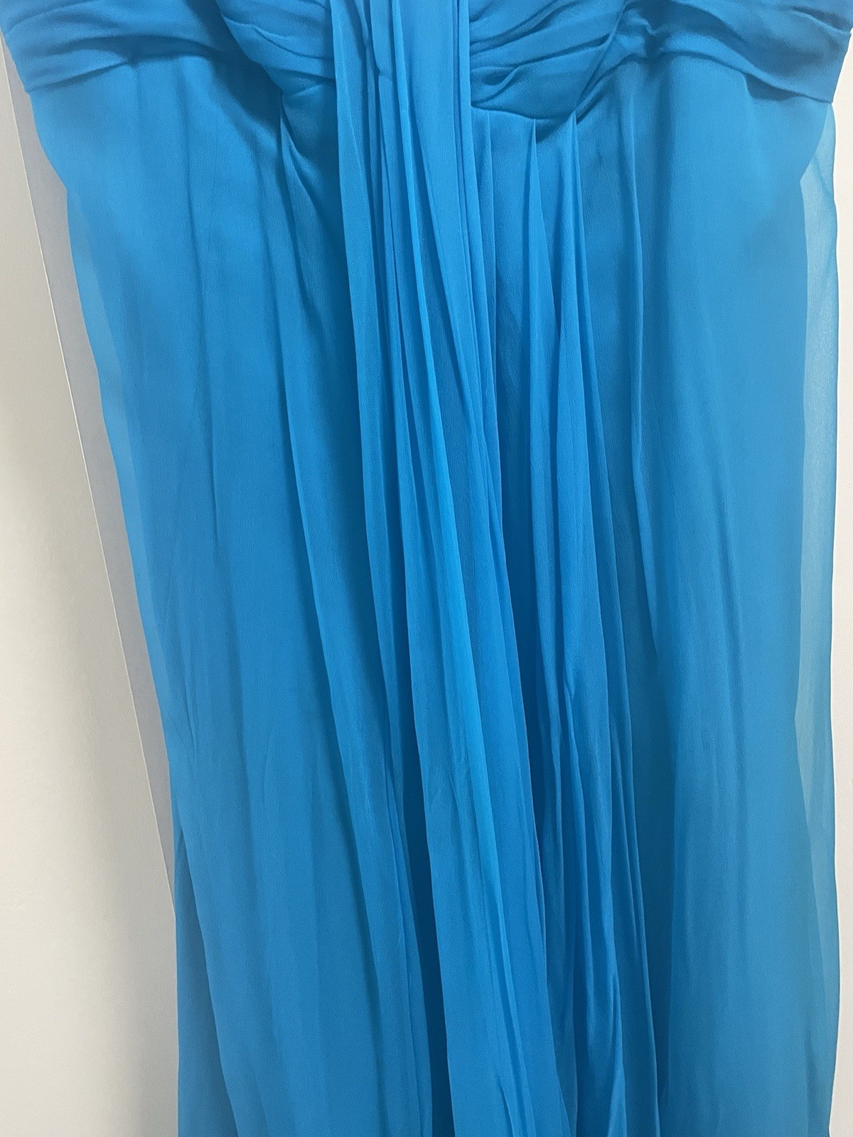 Bonwit Teller Aqua Silk Chiffon Evening Gown Spaghetti Straps 1960&rsquo;s Size Small